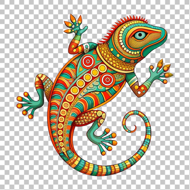 Chamäleon-Mandala isoliert auf durchsichtigem Hintergrund 3D-Rendering-Illustration
