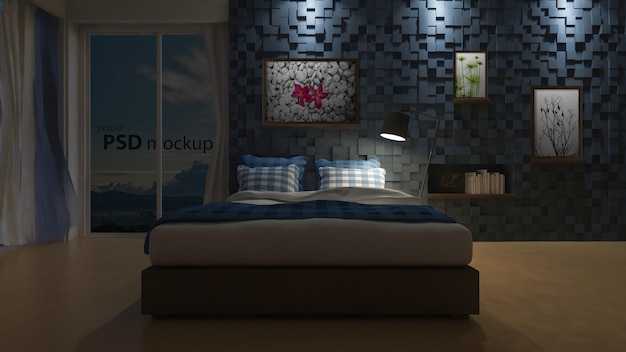 PSD chambre 3d vue mer