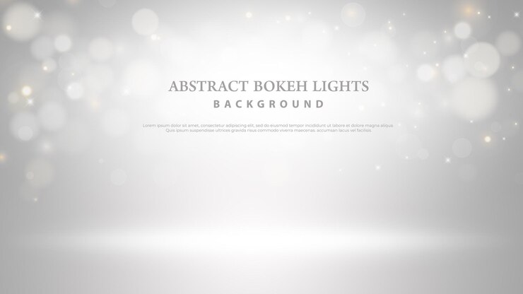 Chambre gris foncé vide avec fond gris dégradé et fond d'effet de lumières bokeh blanc abstrait