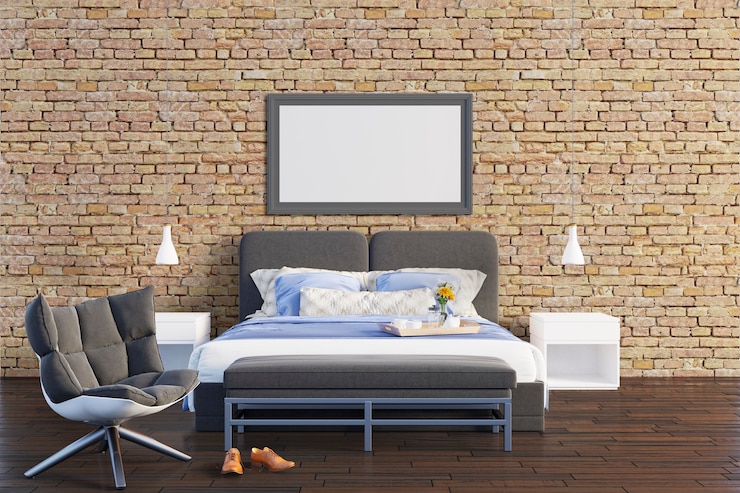 PSD chambre avec mur de briques