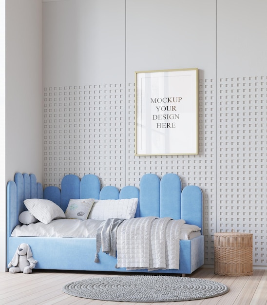 Chambre pour enfants bleue confortable avec lit de jour
