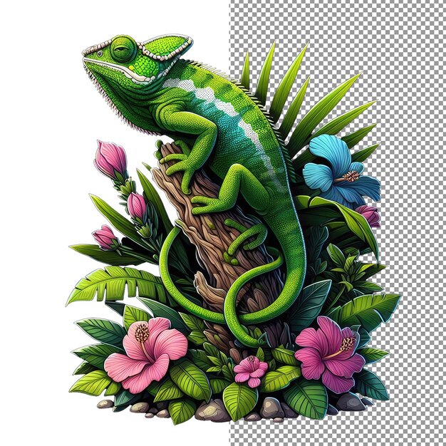 PSD chameleon charm um adesivo de aventura colorido