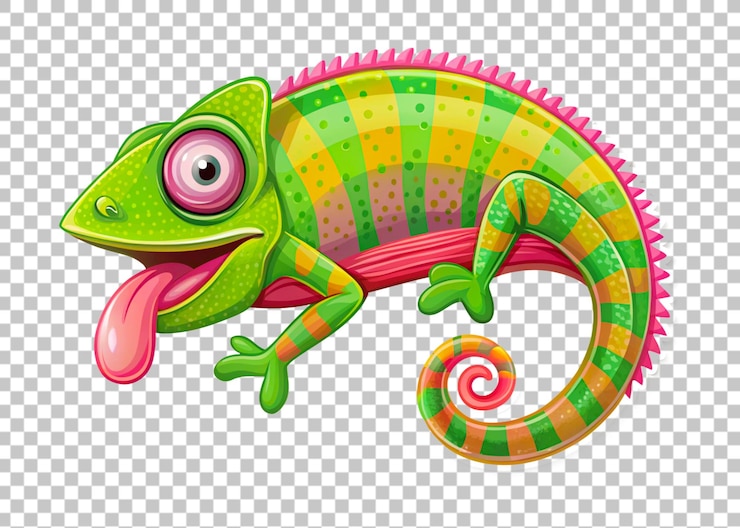 PSD chameleon isolated on transparent background 3d rendering illustration