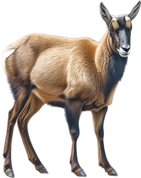 PSD le chamois en gros plan est un croquis au crayon de couleur du chamois rupicapra rupicapra