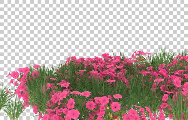 PSD champ de fleurs sur fond transparent. rendu 3d - illustration