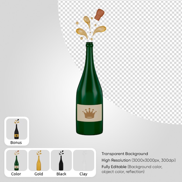 PSD champagne 3d ouvert