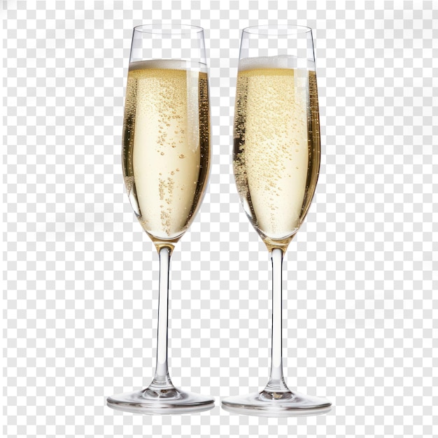 PSD champagne dans des verres sur fond transparent psd