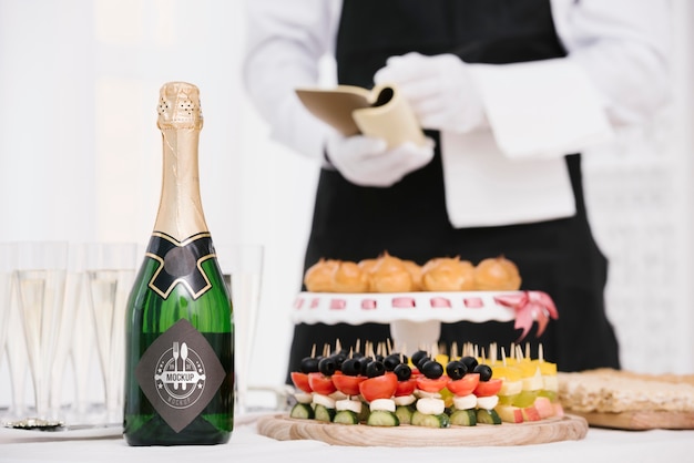 PSD champagner neben catering