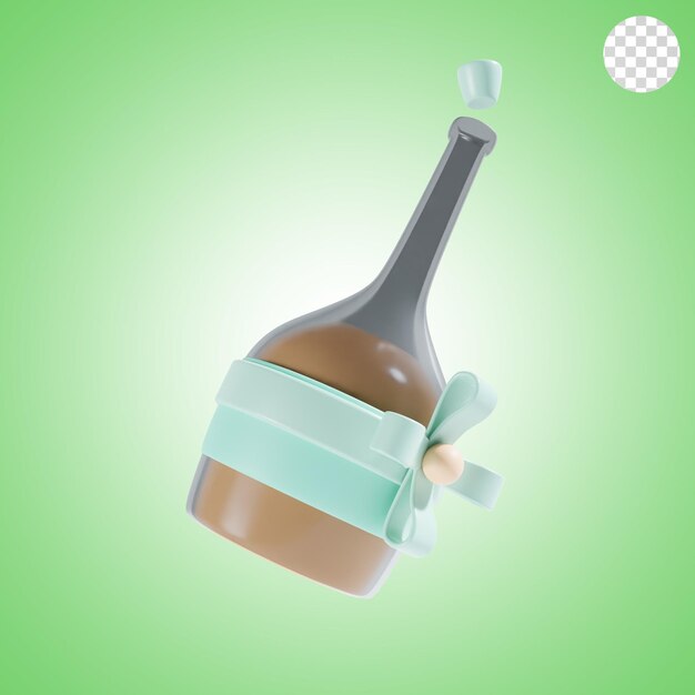 PSD champanhe ícone de ano novo ilustração 3d