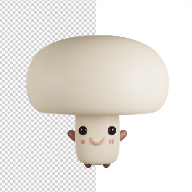 PSD champignon 3d personagem de renderização bonito