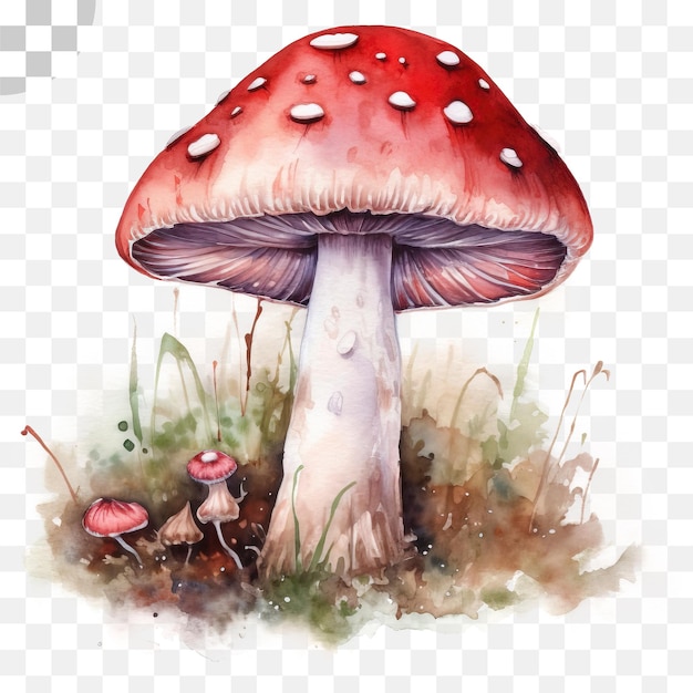 PSD champignon aquarelle fond transparent