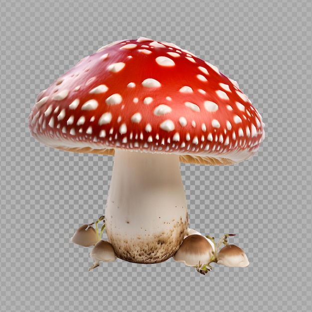 champignon isolé sur fond transparent champignon rouge avec motif moucheté blanc ai générative
