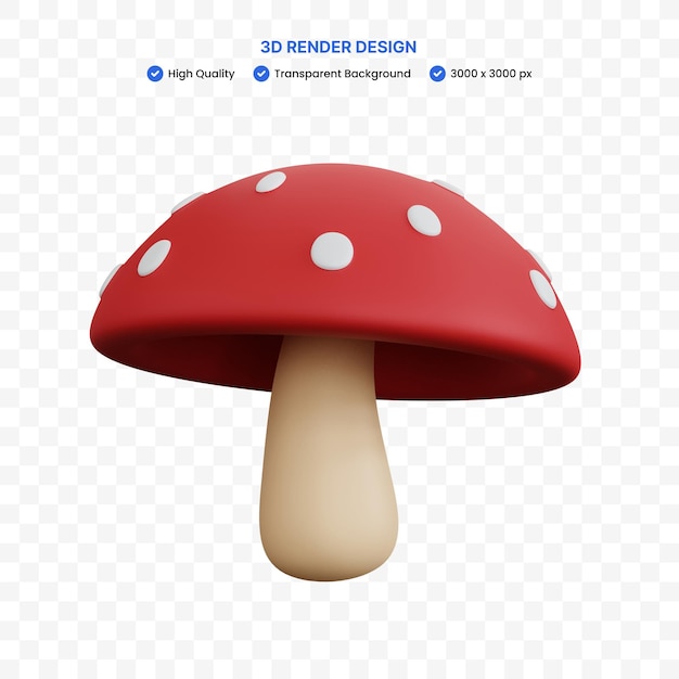 champignon de rendu 3d isolé