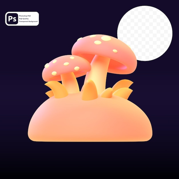 Champignon en rendu 3d pour la présentation Web d'actifs graphiques ou autre