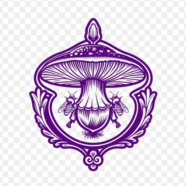 PSD champignon violet sur un fond transparent