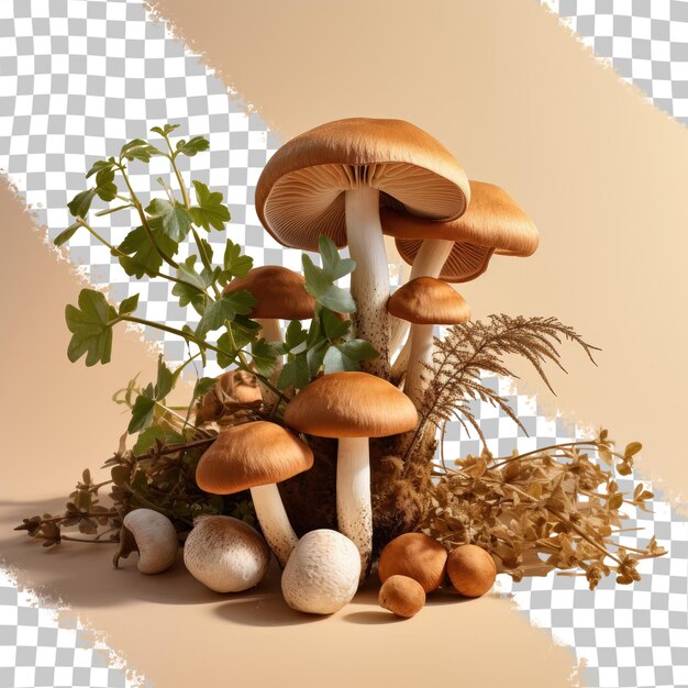 Champignons Bruns Et Blancs Sur Fond Transparent