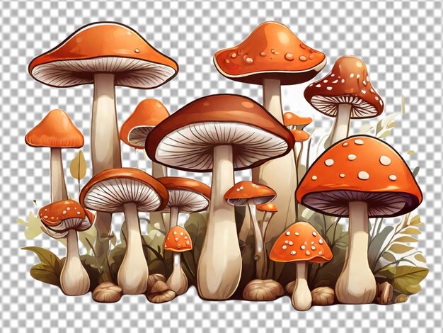 PSD des champignons dessinés à la main illustration vectorielle de dessin animé