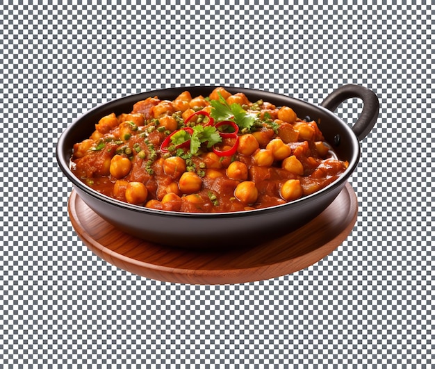 Chana masala saborosa em solado sobre um fundo transparente