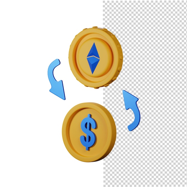 Chance ethereum al dollaro 3D rendering illustrazione