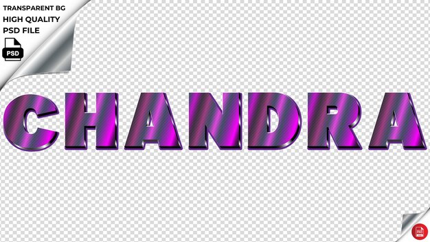 PSD chandra typography luz roxa texto metálico psd transparente