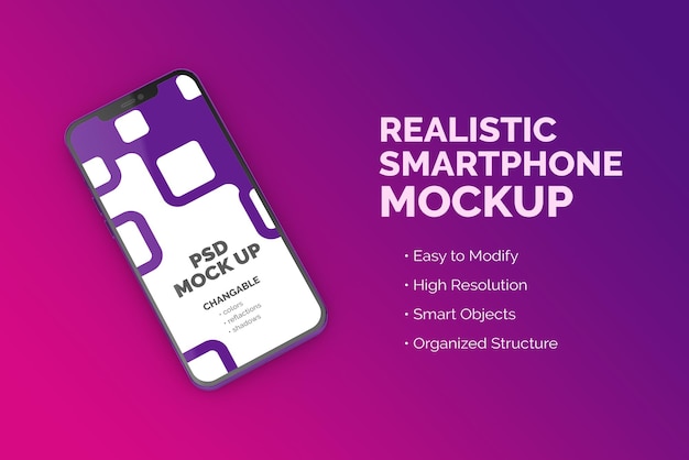 changable smartphone screen mockup for app presentation. front view. left position
