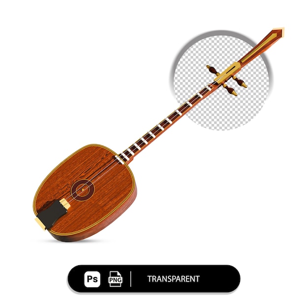 Chapai Dang Veng una chitarra marrone è mostrata su uno sfondo bianco