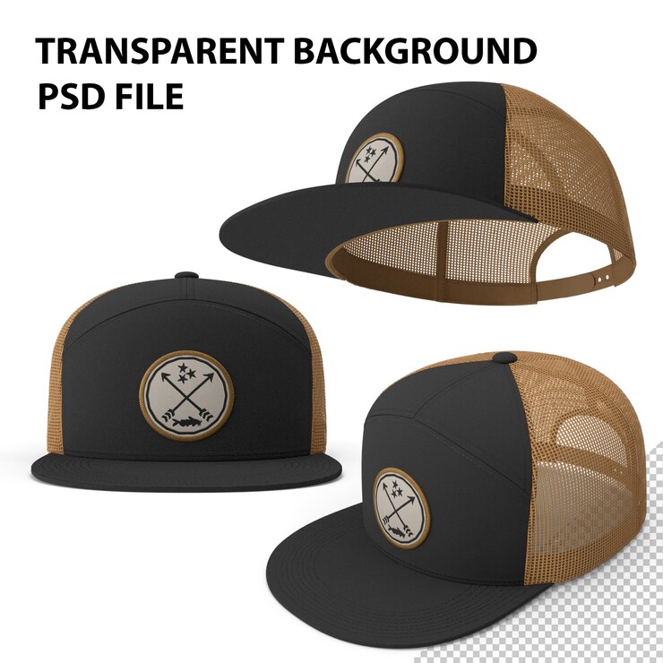 PSD chapeau de camionneur à bord plat marron png
