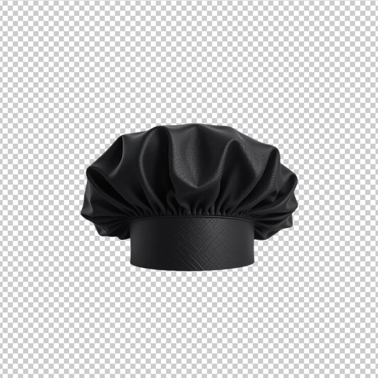 PSD chapeau de chef en cuir noir design de modèle 3d réaliste uniforme de chapeau de cuisine professionnel