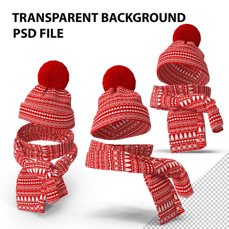 PSD chapeau et écharpe de noël png