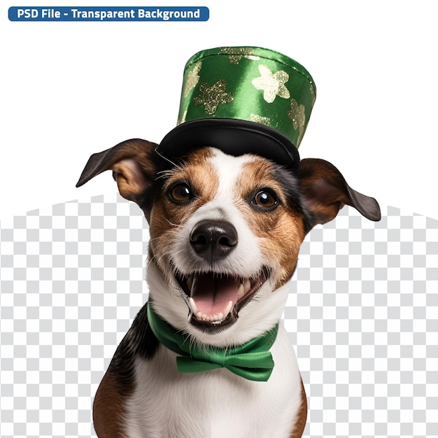 PSD chapeau élégant de la saint-patrick vert sur un chien jack russell