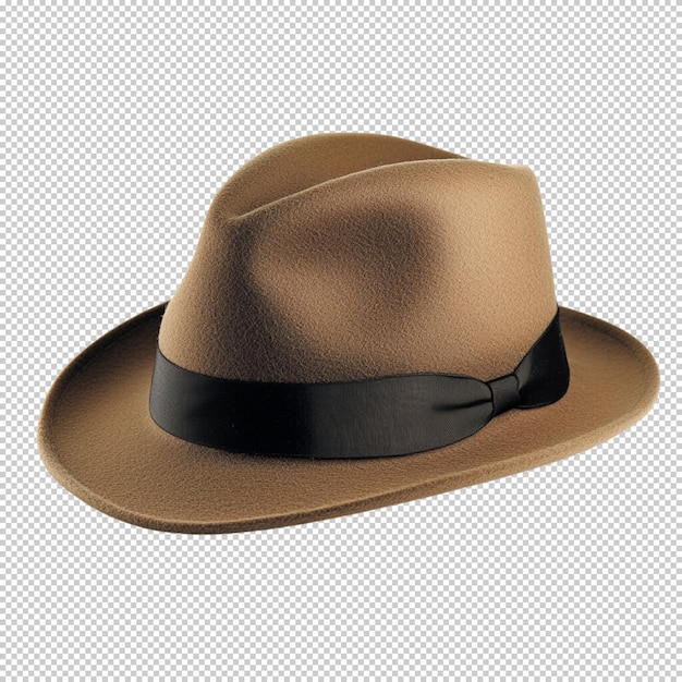 Chapeau Fedora brun isolé sur un fond transparent