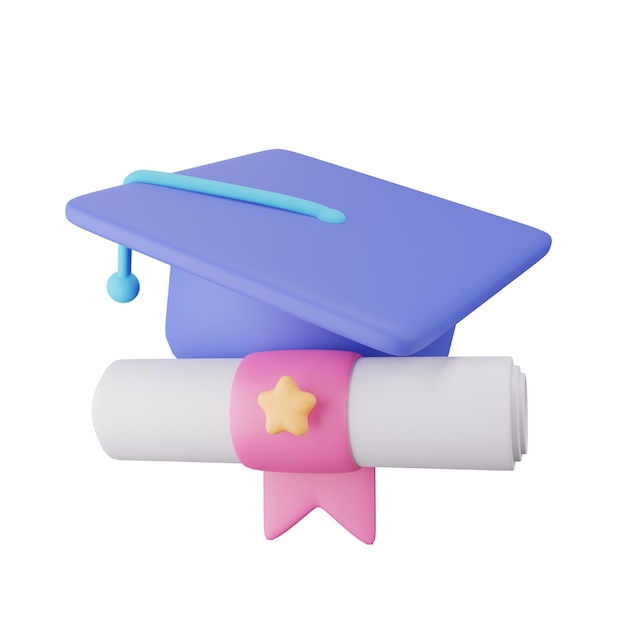PSD chapeau de graduation icône 3d pour l'éducation