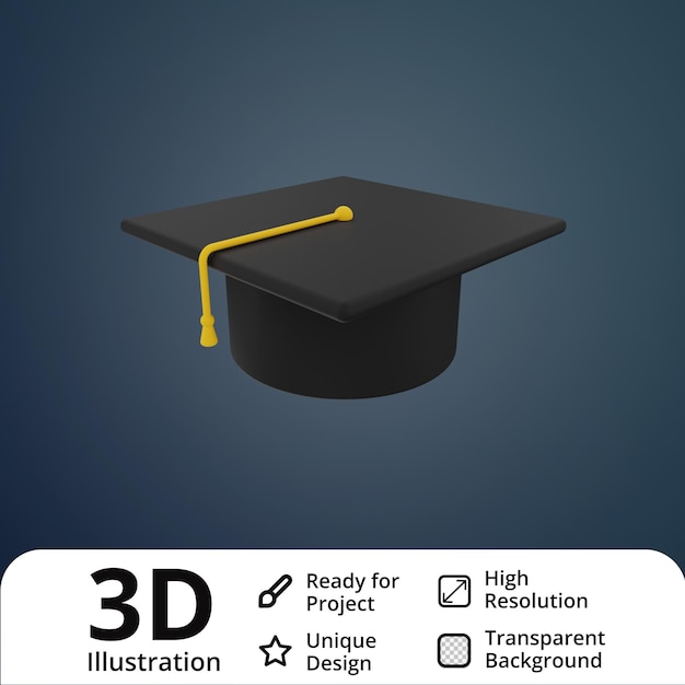 Chapeau de graduation illustration 3d