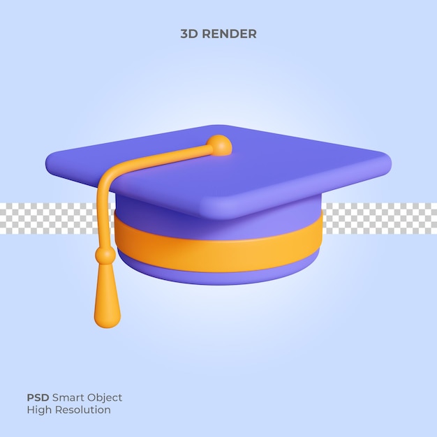 Chapeau De Graduation Illustration De Rendu 3d Isolé Premium Psd