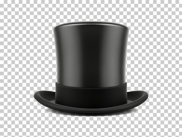 PSD chapeau haut de forme cylindre noir isolé sur fond transparent ou blanc png