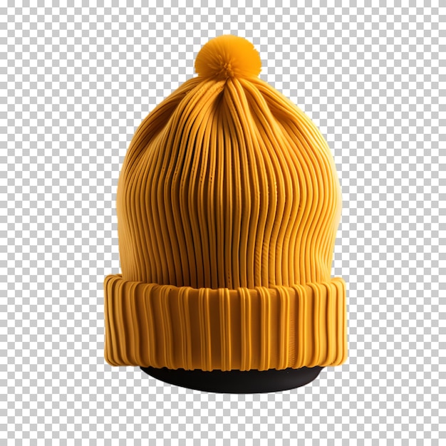 chapeau d'hiver jaune isolé sur fond transparent