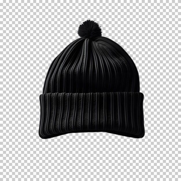 PSD chapeau d'hiver noir isolé sur fond transparent