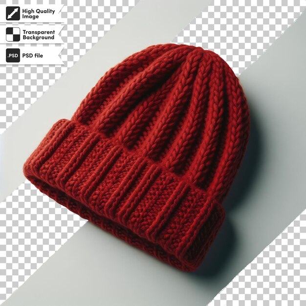 PSD chapeau de laine rouge psd sur fond transparent