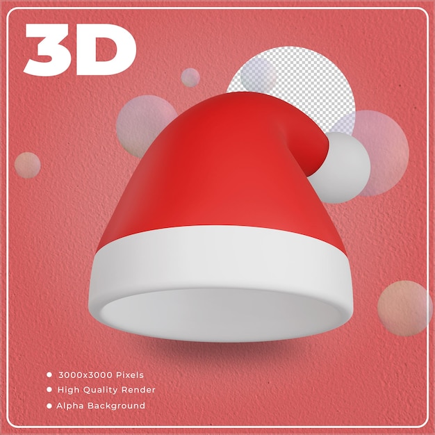 Chapeau de Noël 3D avec un rendu de haute qualité