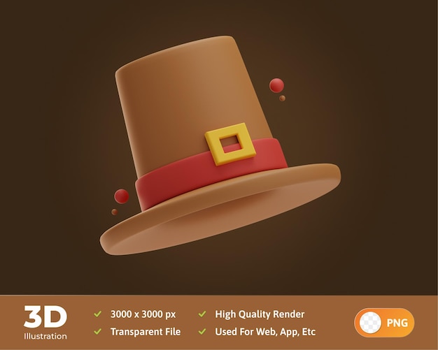 Chapeau D'objet De Thanksgiving Illustration 3d