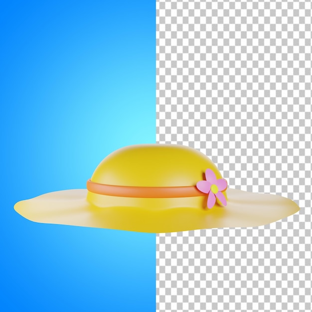 PSD chapeau de paille 3d summer illustration