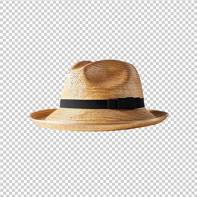 PSD chapeau de paille au soleil vintage psd avec ruban isolé premium psd.