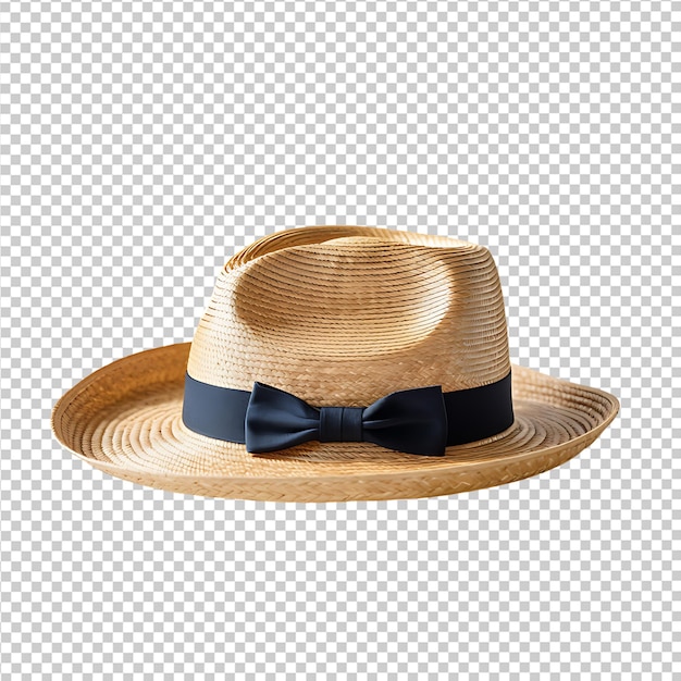 PSD chapeau de paille au soleil vintage psd avec ruban isolé premium psd.