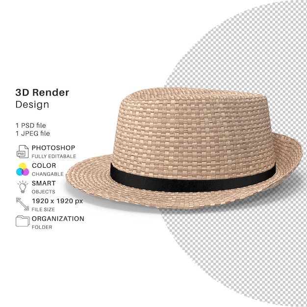 Chapeau De Paille Cap Modélisation 3d Fichier Psd Réaliste Ca