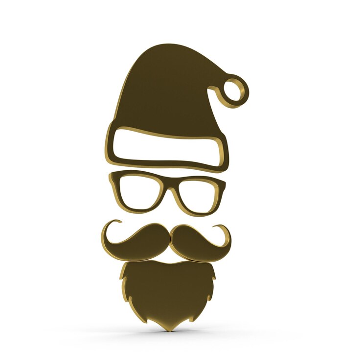 PSD un chapeau de père noël et des lunettes de soleil sur un fond blanc