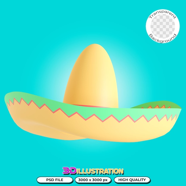 Chapeau sombrero Illustration 3D sur fond transparent