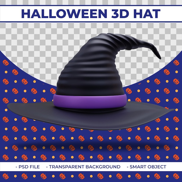 PSD chapeau de sorcière halloween 3d pour la composition 3d