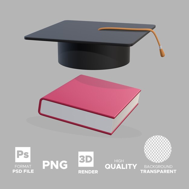 Chapeau Toga avec Red Book 3D Rendering Icon Objet isolé