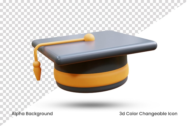 PSD chapeau de toge de graduation réaliste rendu 3d ou icône de chapeau de graduation 3d