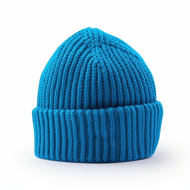 Chapeau à tricoter bleu